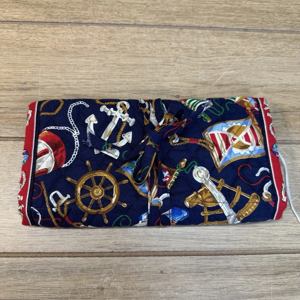 Vtg Vera Bradley Regatta Nautical Roll-Up Cosmetic Travel Bag Retired Rare NWT